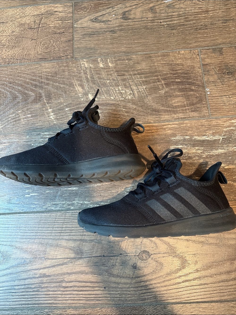 Womens Adidas Black Knit Lace-Up Sneakers